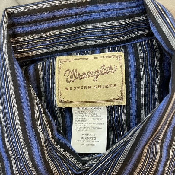 Wrangler Onyx Snap Western Shirt With Metallic Accents Size XL - Picture 4 of 4